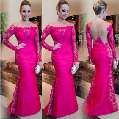 2015 New Pattern Women Luxury Bateau Formal Lace Prom Dress